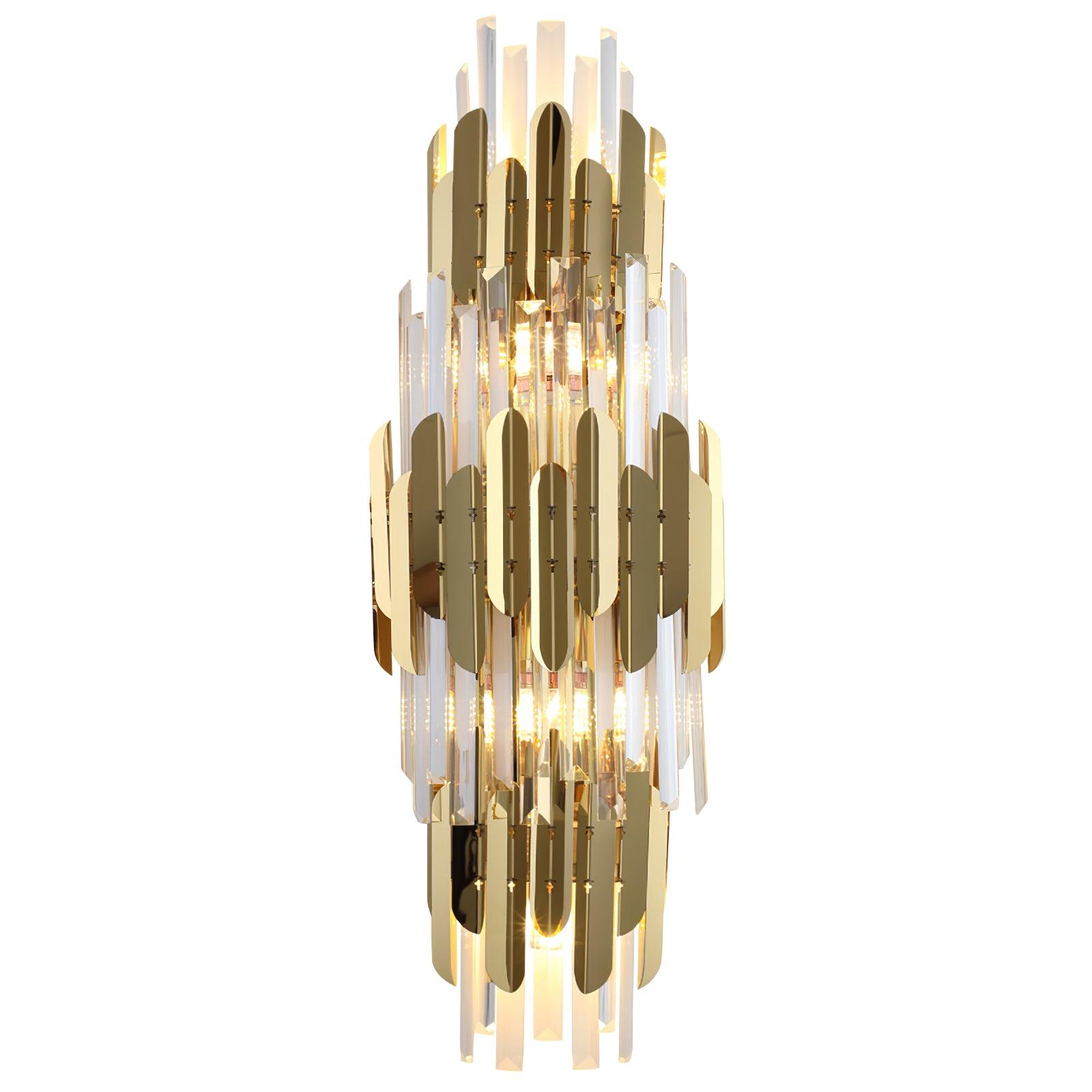 Wall Light Set | Stainless Steel & Crystal | Gold Finish | 2 Pack