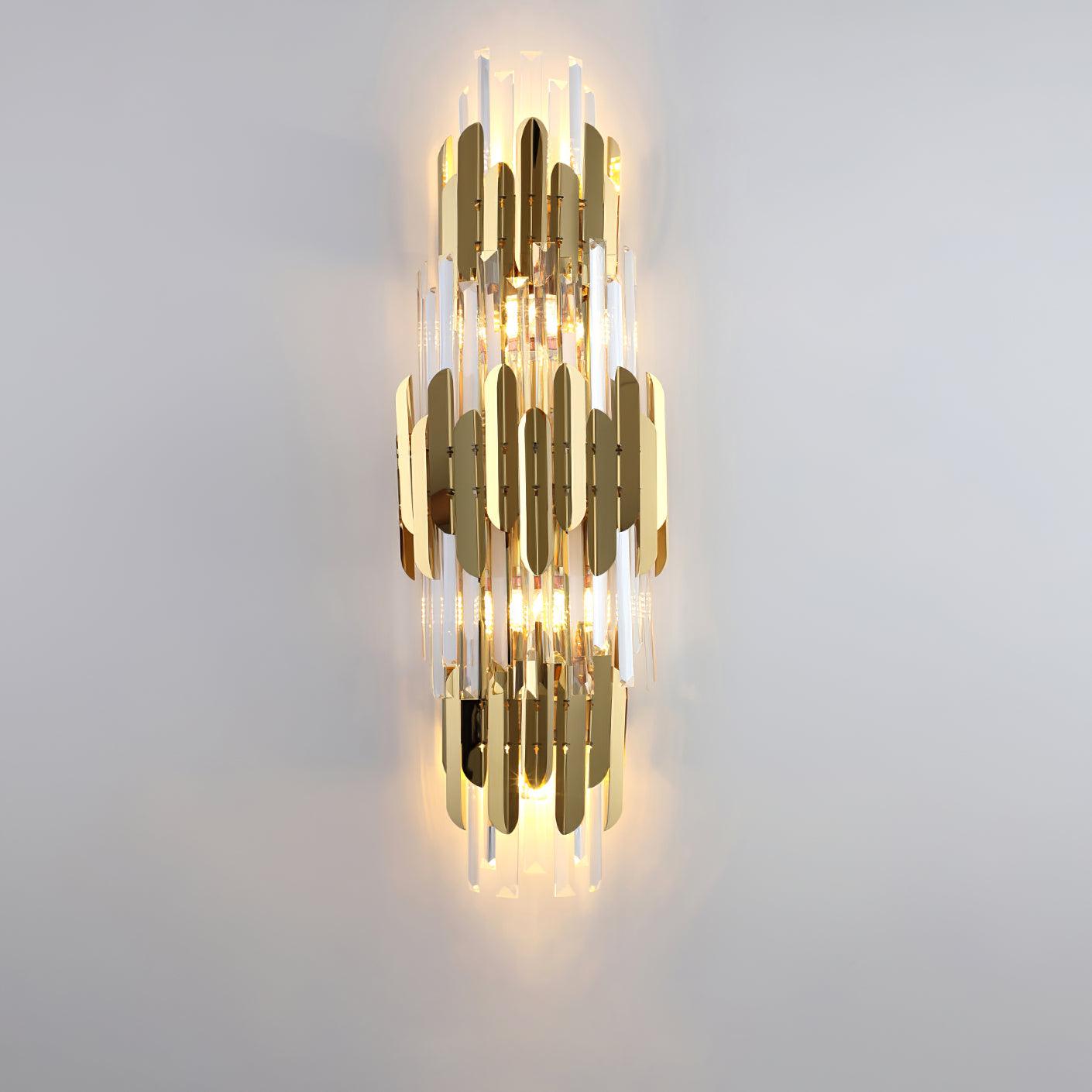Wall Light Set | Stainless Steel & Crystal | Gold Finish | 2 Pack