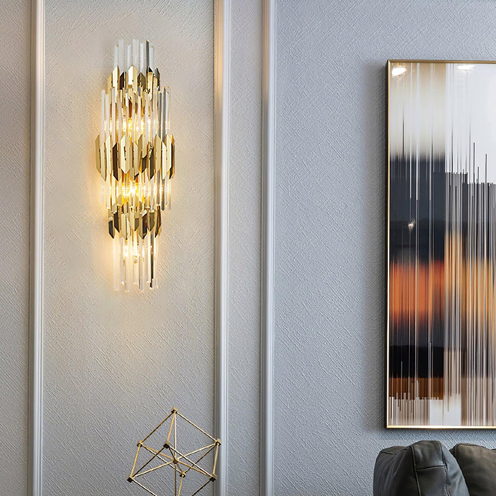 Wall Light Set | Stainless Steel & Crystal | Gold Finish | 2 Pack