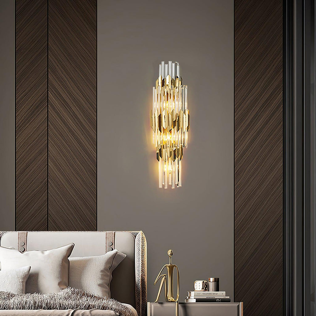 Wall Light Set | Stainless Steel & Crystal | Gold Finish | 2 Pack