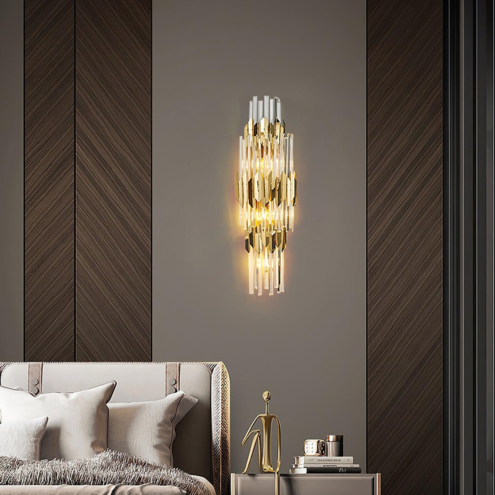 Wall Light Set | Stainless Steel & Crystal | Gold Finish | 2 Pack