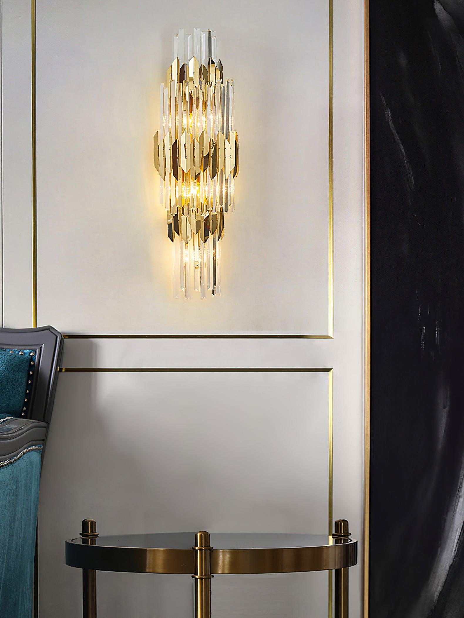 Wall Light Set | Stainless Steel & Crystal | Gold Finish | 2 Pack