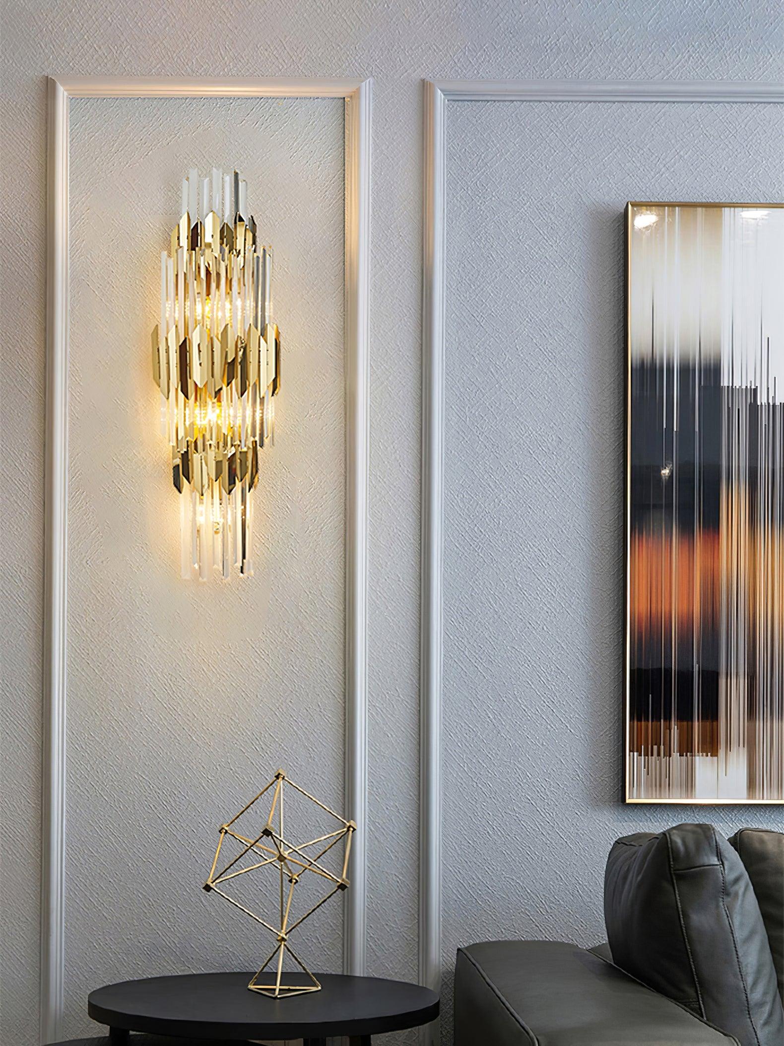 Wall Light Set | Stainless Steel & Crystal | Gold Finish | 2 Pack