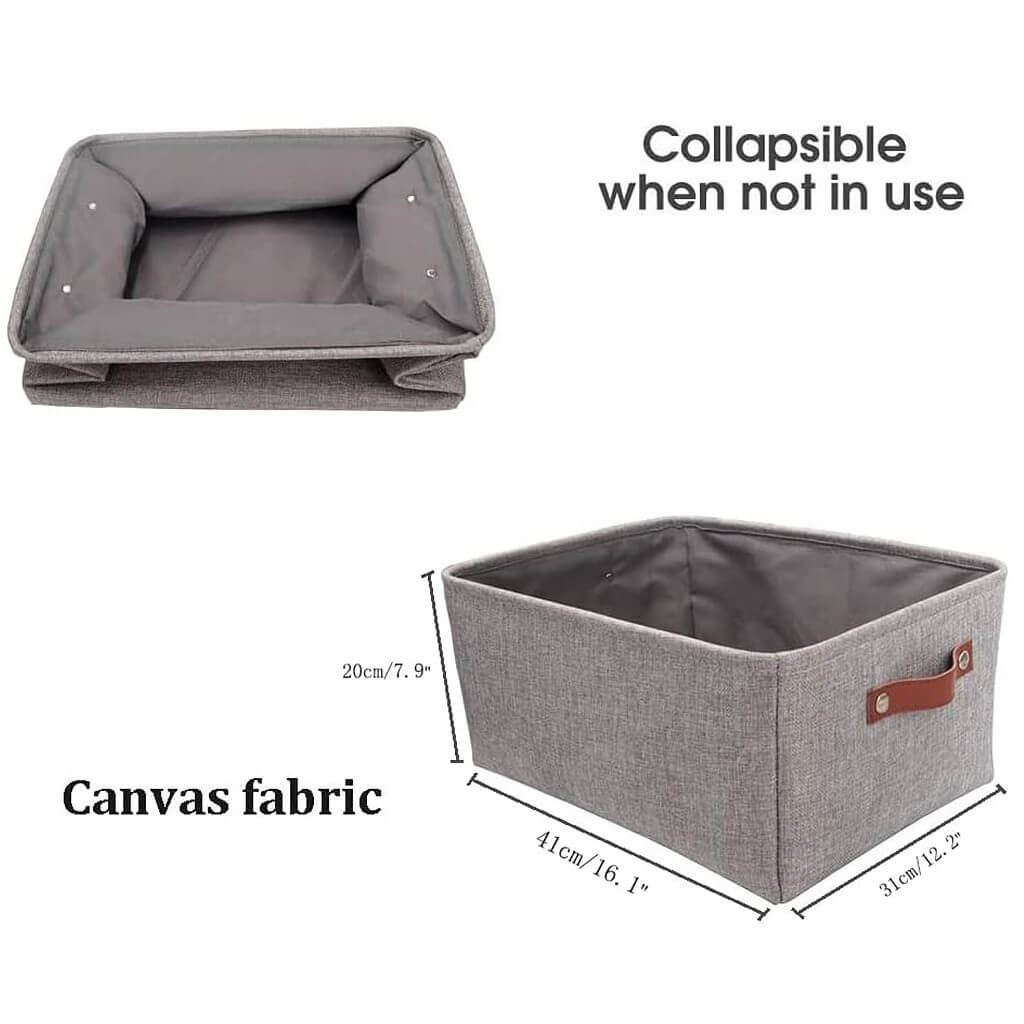 Foldable Storage Baskets Set | Durable Linen & EVA | Set of 3, Grey