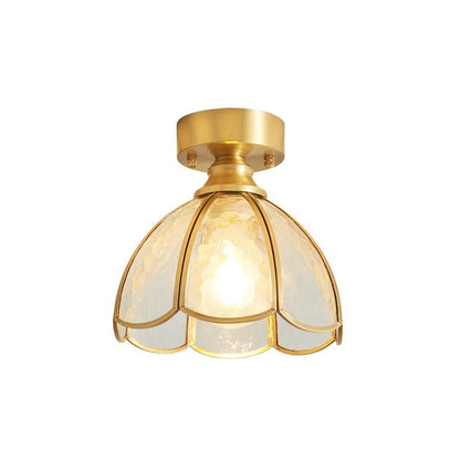 Tiffany Floral Ceiling Lamp | Handcrafted Brass & Glass | 20cm Diameter