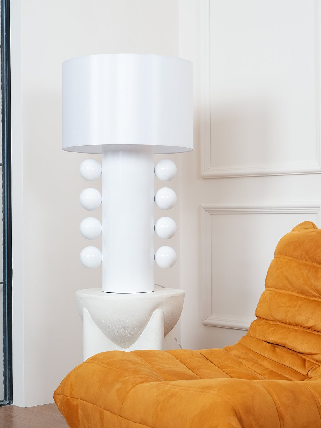 Tiglia Table Lamp | Modern Fabric & Metal | Black or White Finish