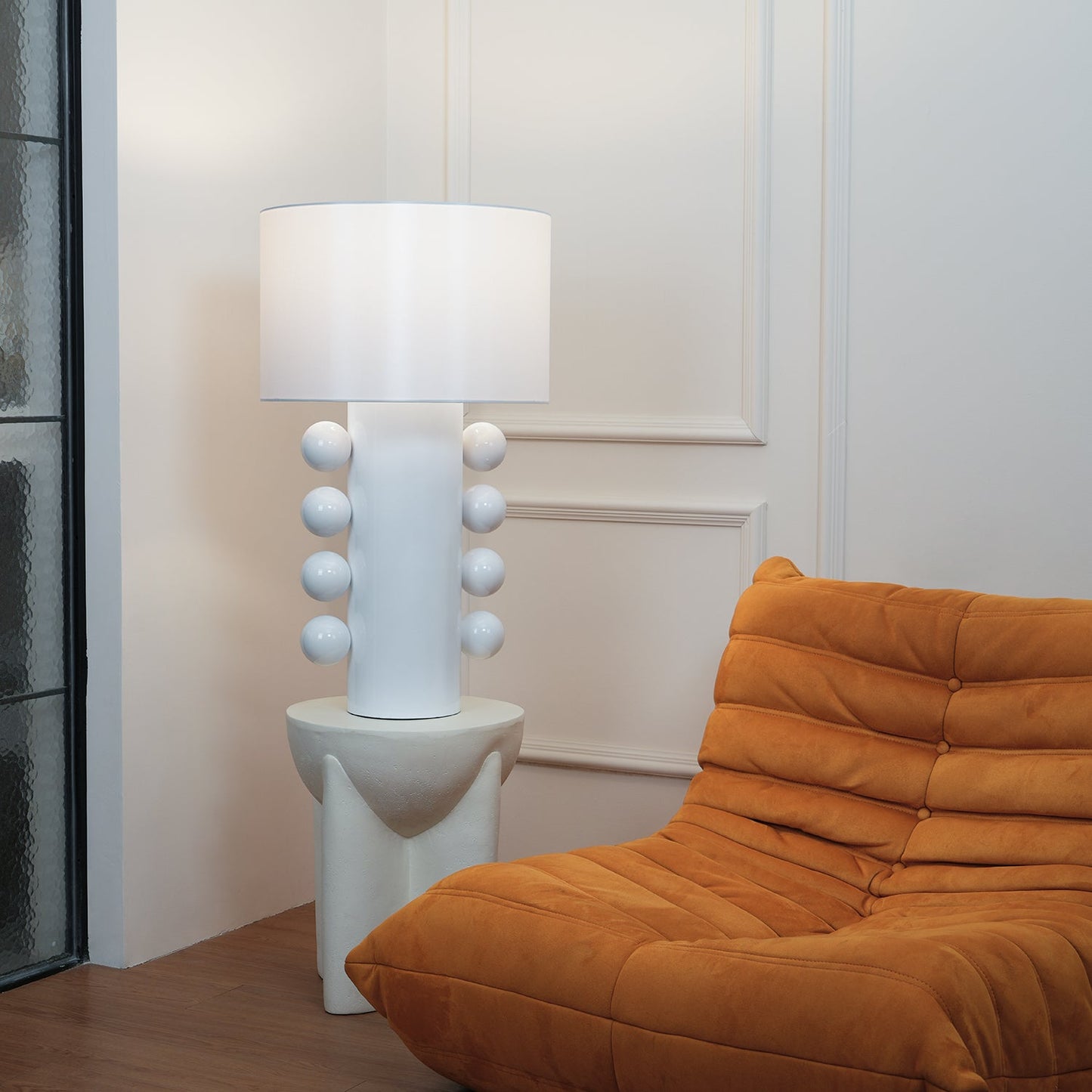 Tiglia Table Lamp | Modern Fabric & Metal | Black or White Finish
