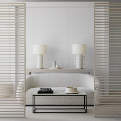 Tiglia Table Lamp | Modern Fabric & Metal | Black or White Finish