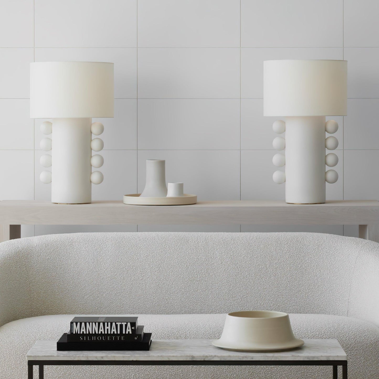 Tiglia Table Lamp | Modern Fabric & Metal | Black or White Finish