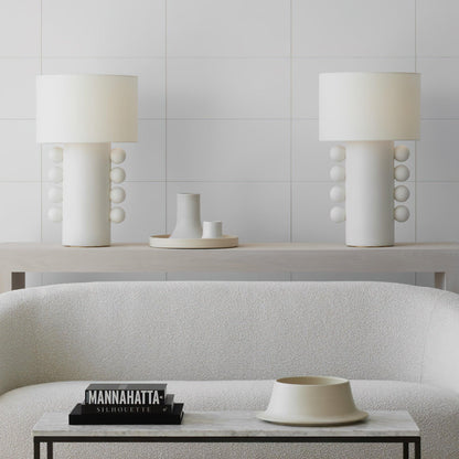 Tiglia Table Lamp | Modern Fabric & Metal | Black or White Finish
