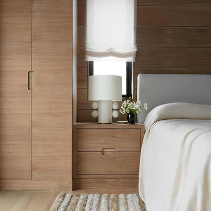Tiglia Table Lamp | Modern Fabric & Metal | Black or White Finish
