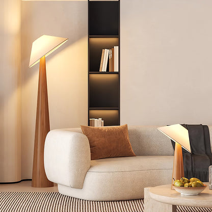 Wooden Table Lamp | Natural Wood & Metal | Beige Shade