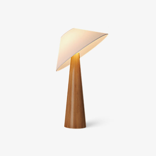 Wooden Table Lamp | Natural Wood & Metal | Beige Shade
