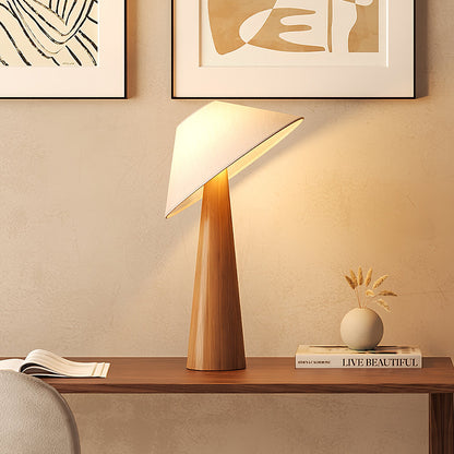 Wooden Table Lamp | Natural Wood & Metal | Beige Shade