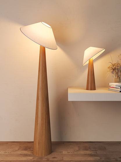Wooden Table Lamp | Natural Wood & Metal | Beige Shade