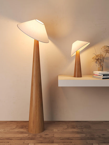 Wooden Table Lamp | Natural Wood & Metal | Beige Shade
