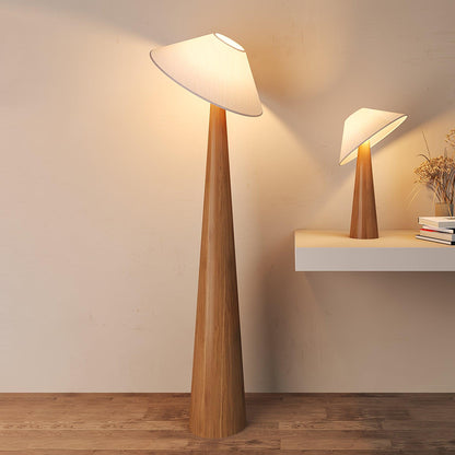 Wooden Table Lamp | Natural Wood & Metal | Beige Shade