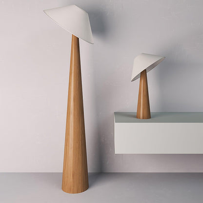Wooden Table Lamp | Natural Wood & Metal | Beige Shade