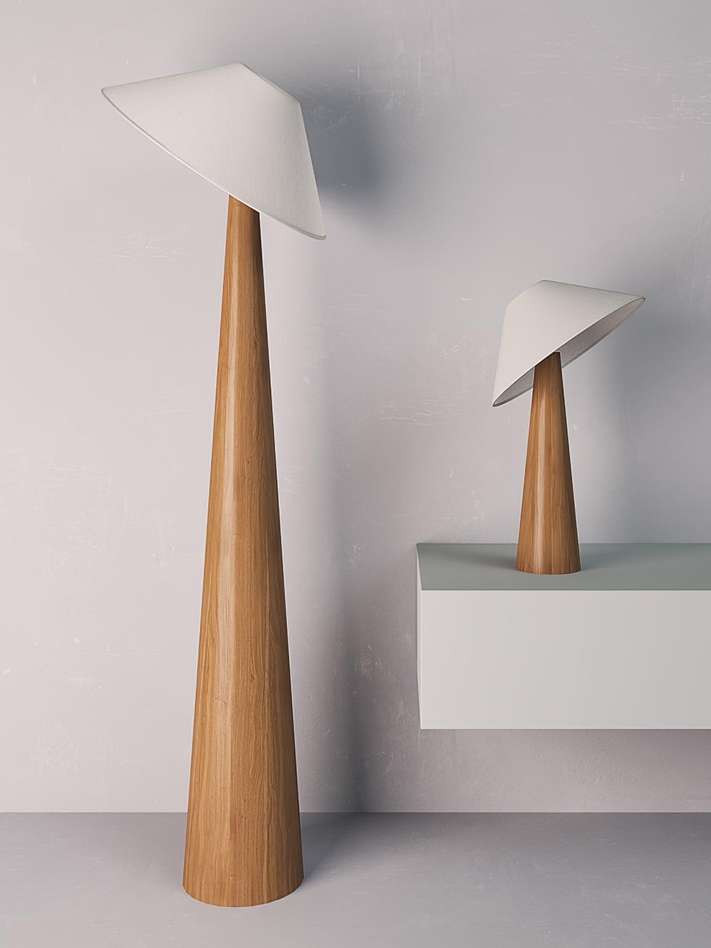Wooden Table Lamp | Natural Wood & Metal | Beige Shade