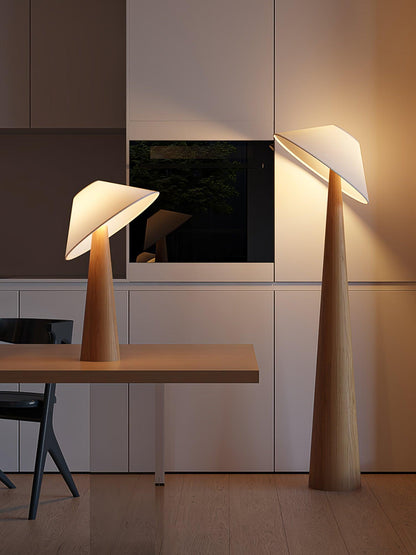 Wooden Table Lamp | Natural Wood & Metal | Beige Shade
