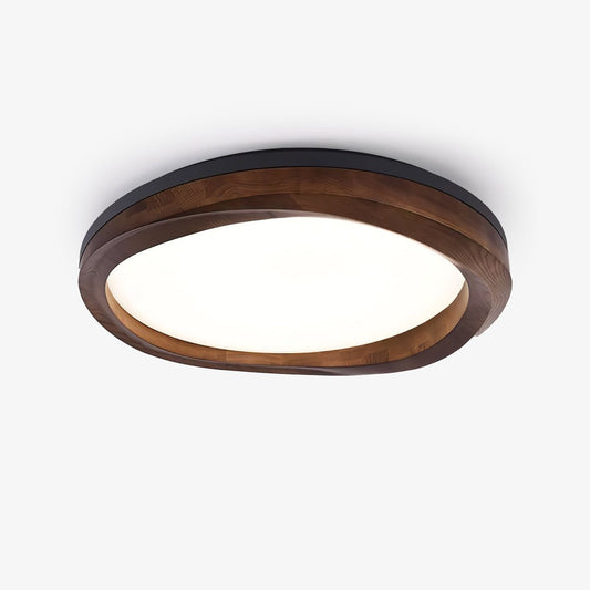 Round Wood Ceiling Lamp | Natural Wood & Metal | 3 Sizes