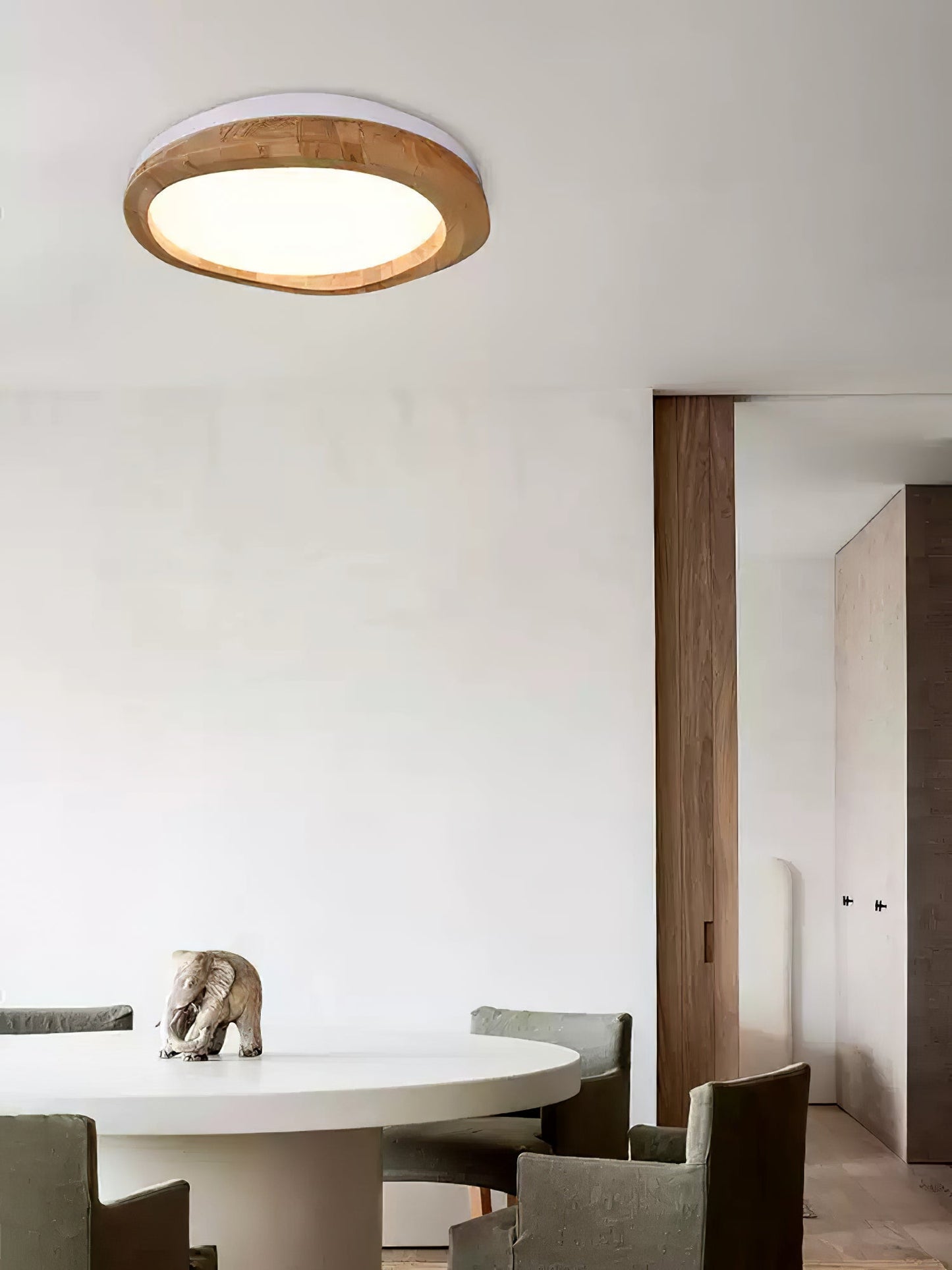 Round Wood Ceiling Lamp | Natural Wood & Metal | 3 Sizes
