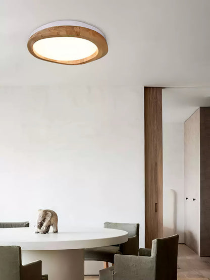 Round Wood Ceiling Lamp | Natural Wood & Metal | 3 Sizes