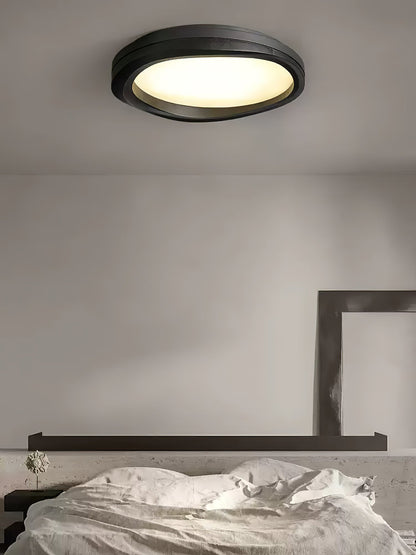 Round Wood Ceiling Lamp | Natural Wood & Metal | 3 Sizes