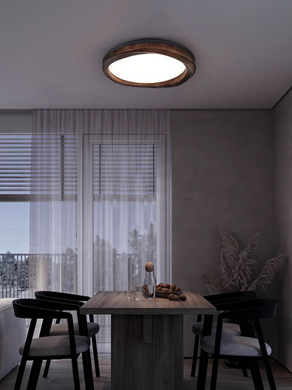 Round Wood Ceiling Lamp | Natural Wood & Metal | 3 Sizes
