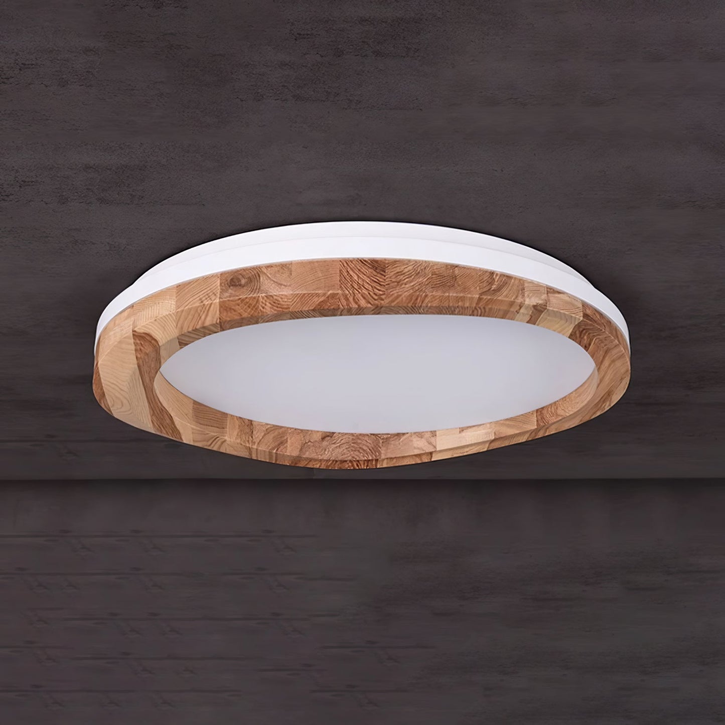 Round Wood Ceiling Lamp | Natural Wood & Metal | 3 Sizes