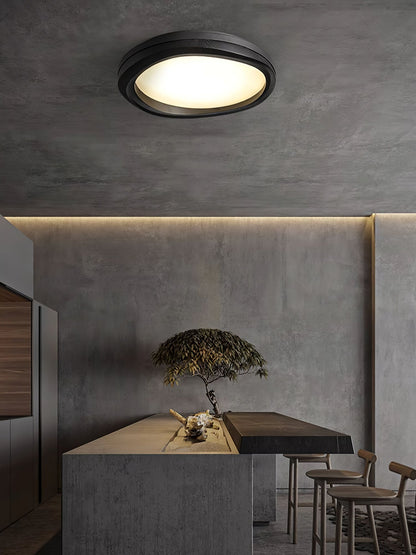 Round Wood Ceiling Lamp | Natural Wood & Metal | 3 Sizes