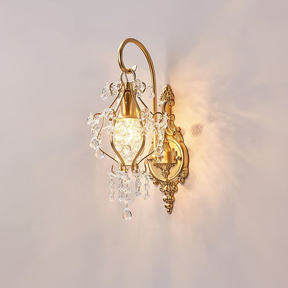 Crystal Wall Lamp | Gold Iron & Clear Shade | Modern Design
