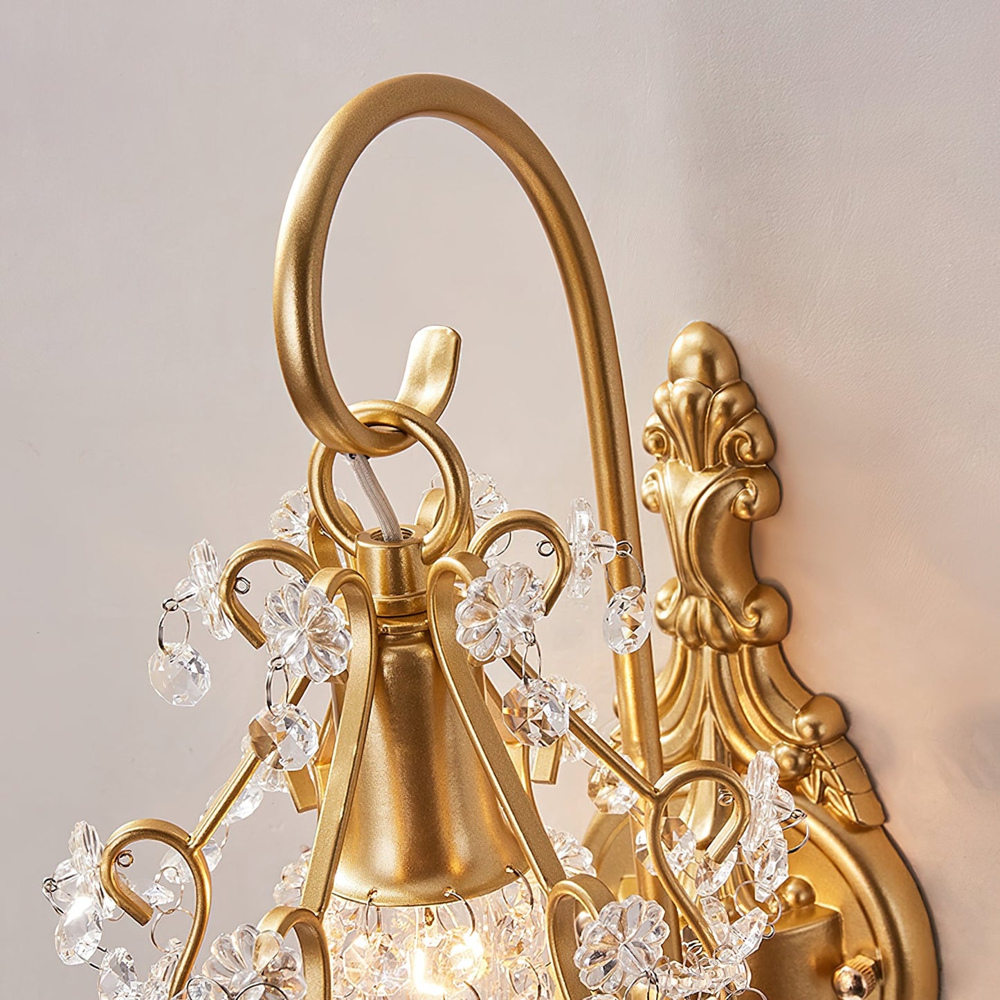 Crystal Wall Lamp | Gold Iron & Clear Shade | Modern Design
