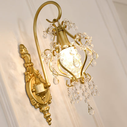 Crystal Wall Lamp | Gold Iron & Clear Shade | Modern Design
