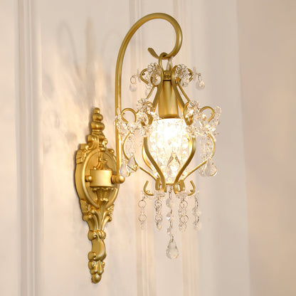 Crystal Wall Lamp | Gold Iron & Clear Shade | Modern Design