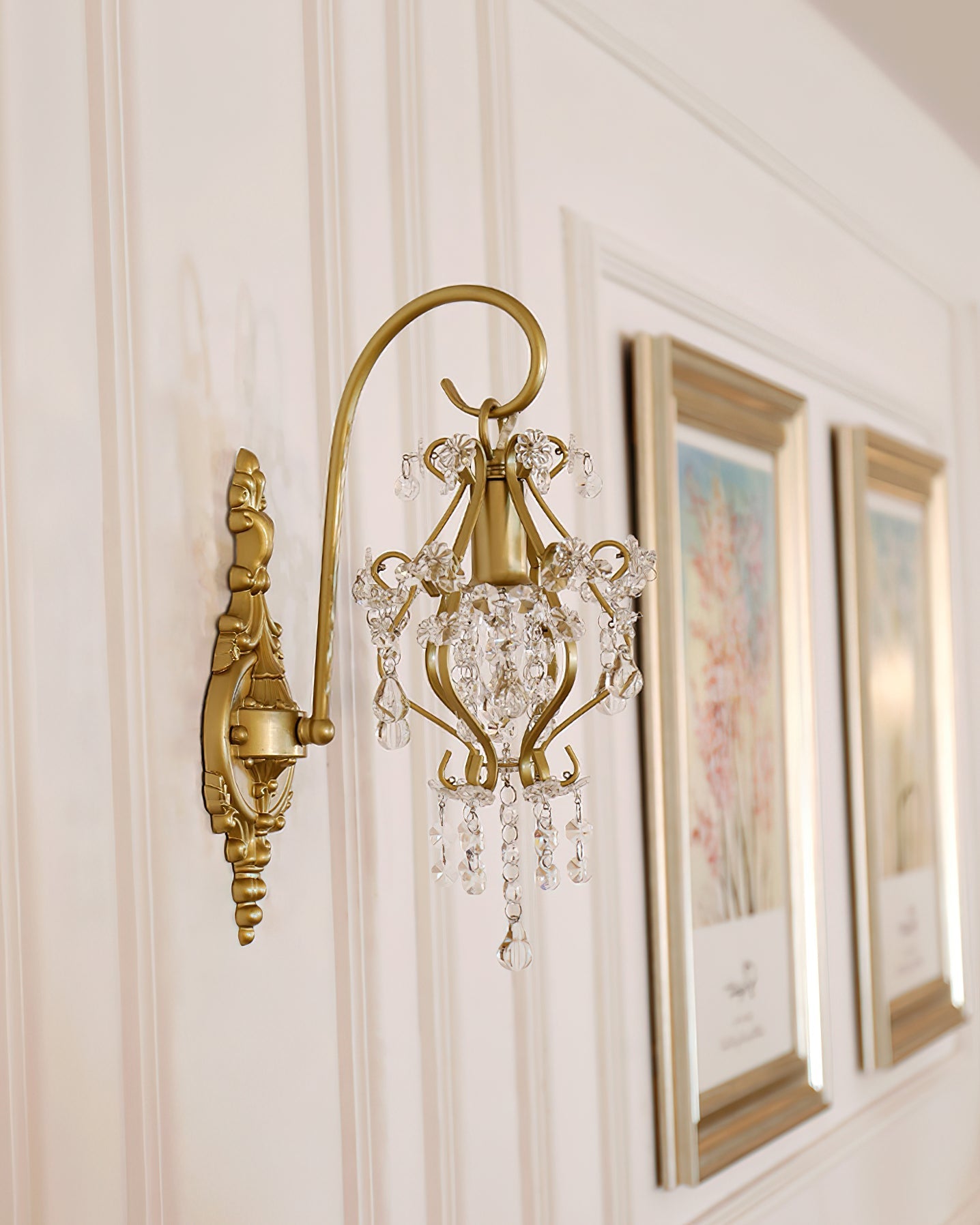 Crystal Wall Lamp | Gold Iron & Clear Shade | Modern Design