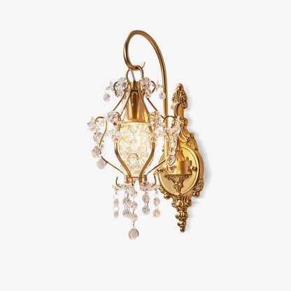 Crystal Wall Lamp | Gold Iron & Clear Shade | Modern Design