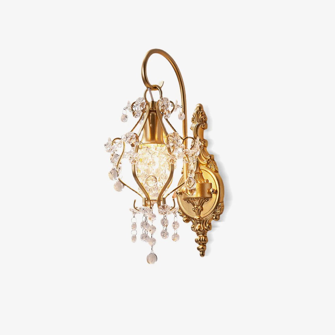 Crystal Wall Lamp | Gold Iron & Clear Shade | Modern Design