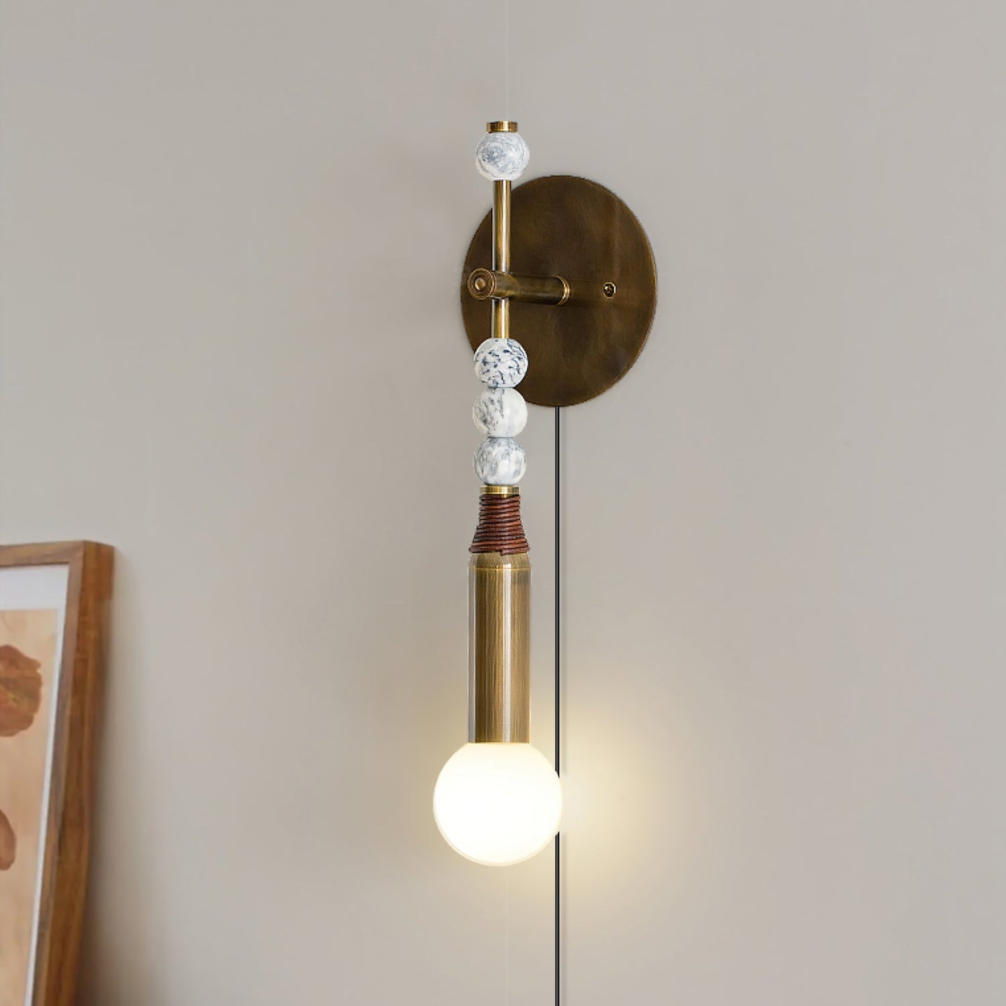 Toam Wall Lamp | Brass & Marble | Sold as a Pair