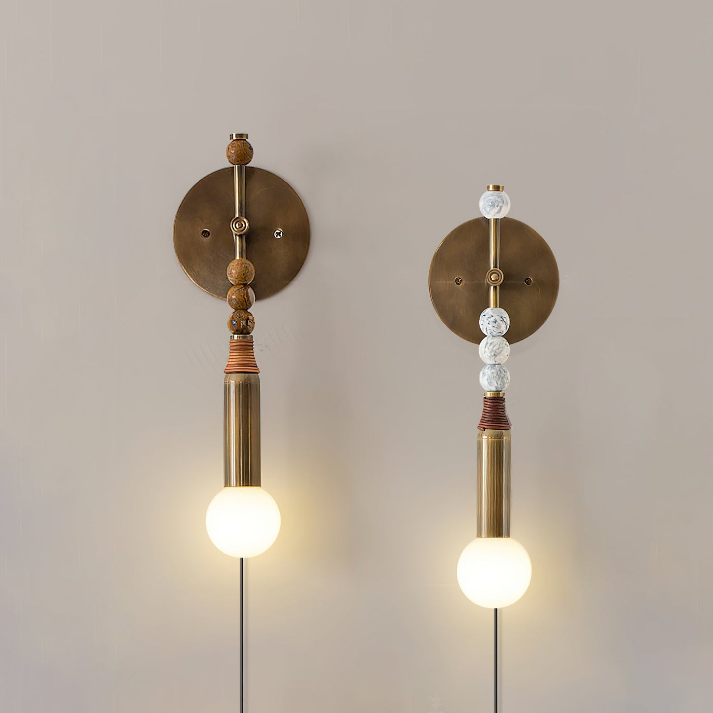 Toam Wall Lamp | Brass & Marble | Sold as a Pair