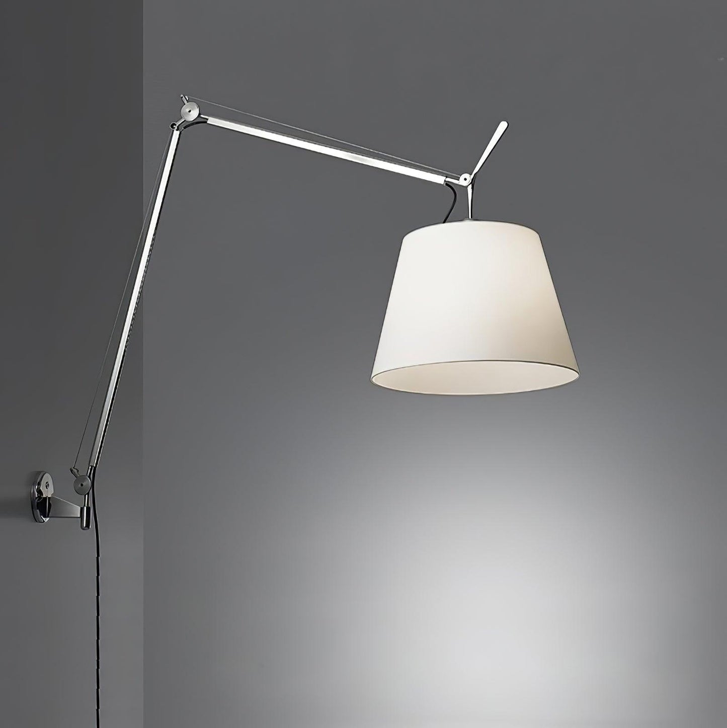 Rocker Modern Wall Lamp | Adjustable Metal Arms | Fog Silver & White Finish