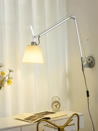 Rocker Modern Wall Lamp | Adjustable Metal Arms | Fog Silver & White Finish