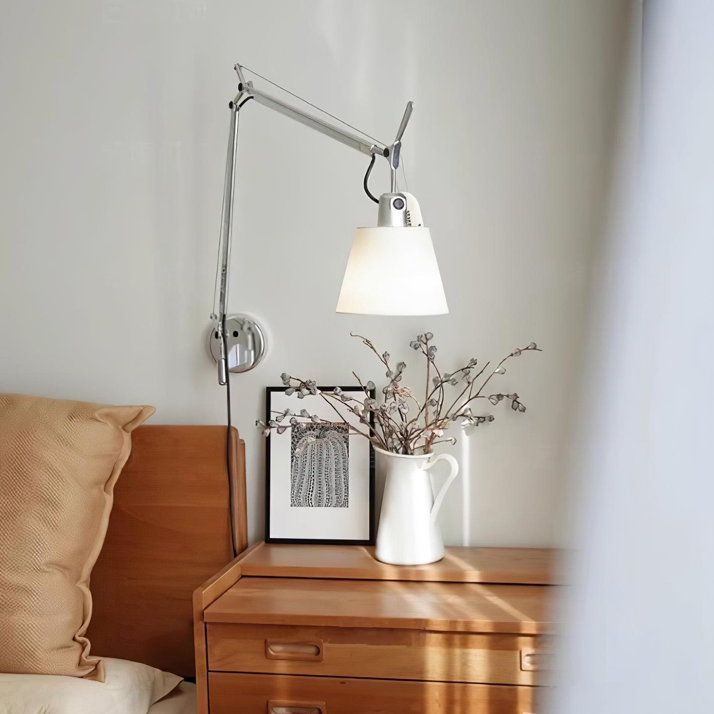 Rocker Modern Wall Lamp | Adjustable Metal Arms | Fog Silver & White Finish