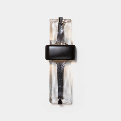 Wall Lamp | Black Metal & Handcrafted Glass | Integrated LED
