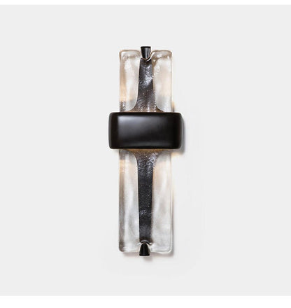 Wall Lamp | Black Metal & Handcrafted Glass | Integrated LED
