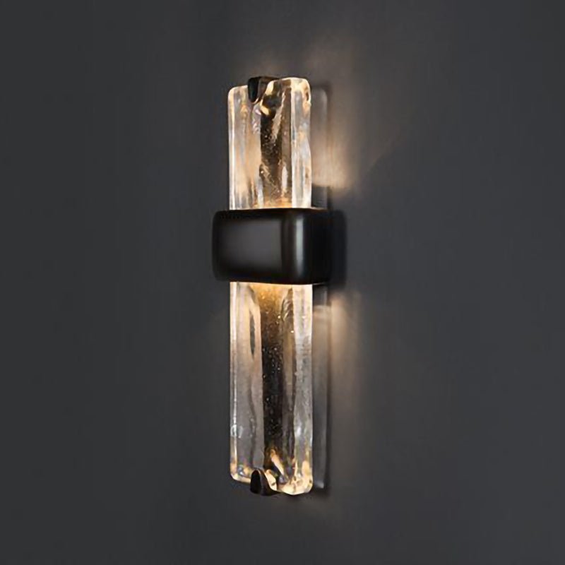 Wall Lamp | Black Metal & Handcrafted Glass | Integrated LED