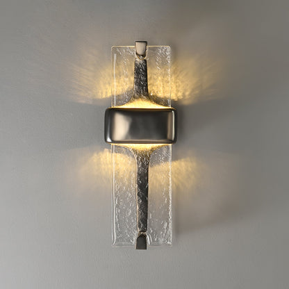 Wall Lamp | Black Metal & Handcrafted Glass | Integrated LED