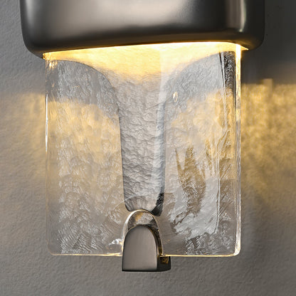 Wall Lamp | Black Metal & Handcrafted Glass | Integrated LED