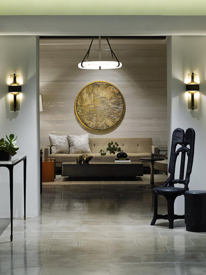 Wall Lamp | Black Metal & Handcrafted Glass | Integrated LED