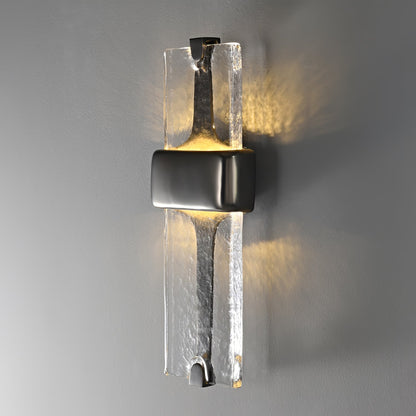 Wall Lamp | Black Metal & Handcrafted Glass | Integrated LED